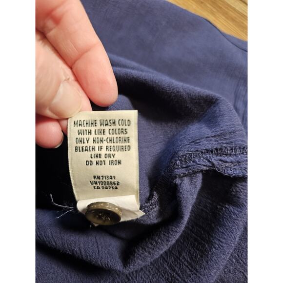 L.L Bean Cloud Gauze Cover-Up Blouse Tunic Women’s Size S Organic Cotton Blue - Picture 7 of 9